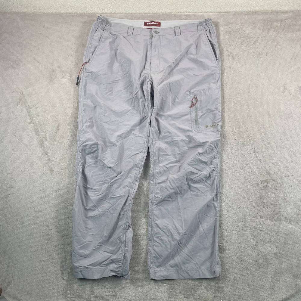 Simms Fishing Pants Men 2XL Grey Nylon Core3 Lightweight Outdoor Hiking Cargo